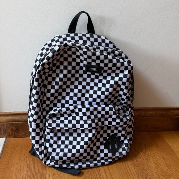 Vans Handbags - Vans Old Skool Checkered Backpack Bookbag Black White Large Padded Inside Pocket